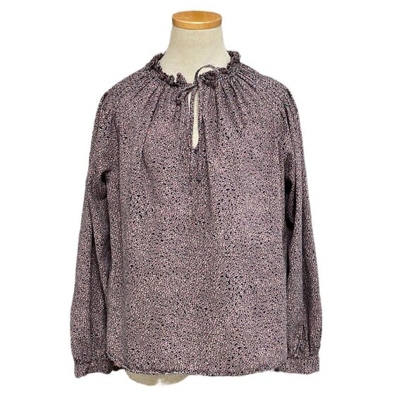 Closed Scarlett Blouse Peasant Top Ruffles Geometric Blue Red Size Medium M - Picture 1 of 15